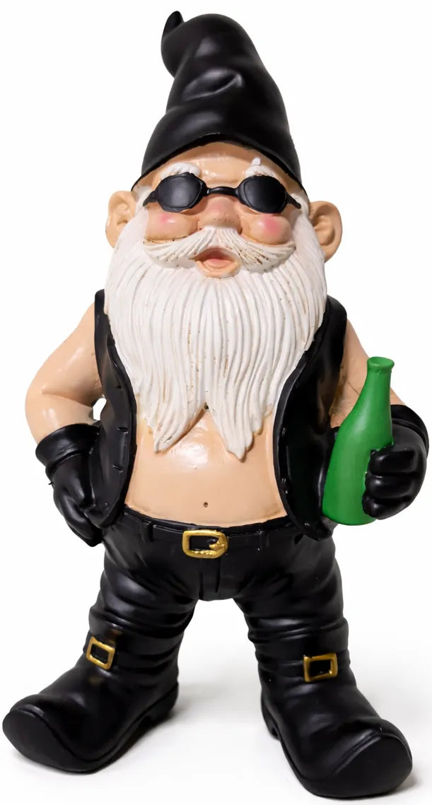 Stoere kabouter met fles - 32 cm