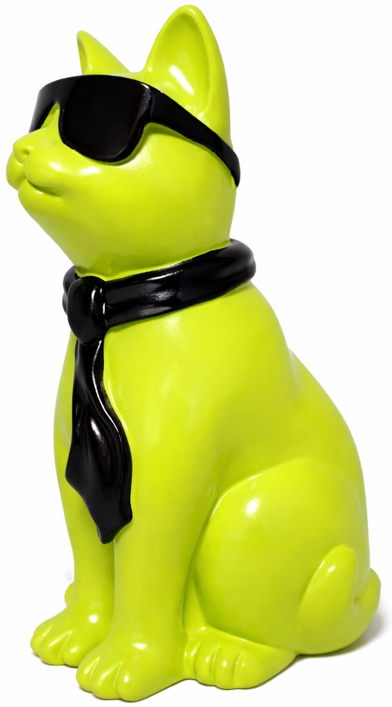 Groene poes met zonnebril - 40 cm