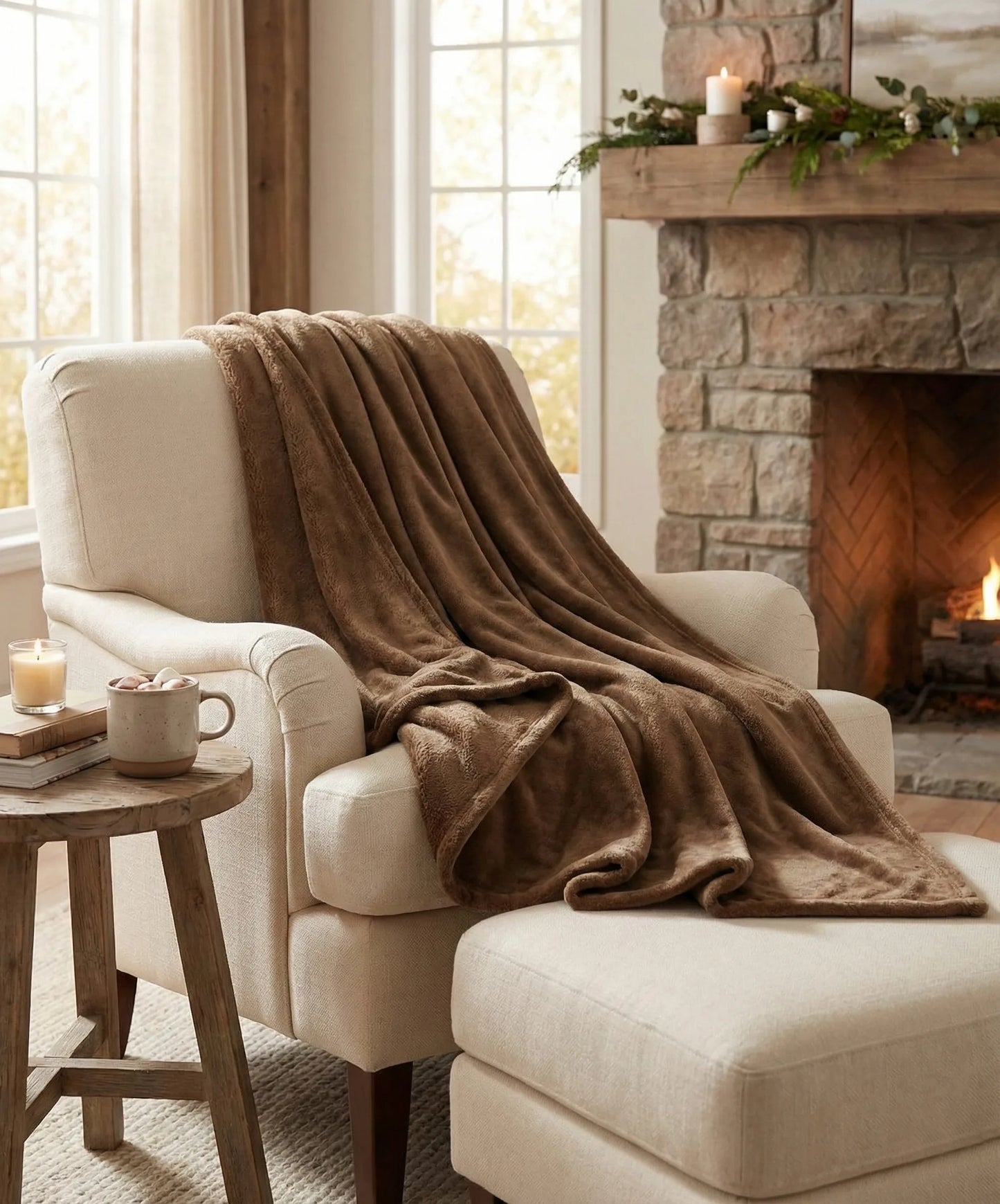 EcoLiving Plaid Baily Coconut - 130x180 cm