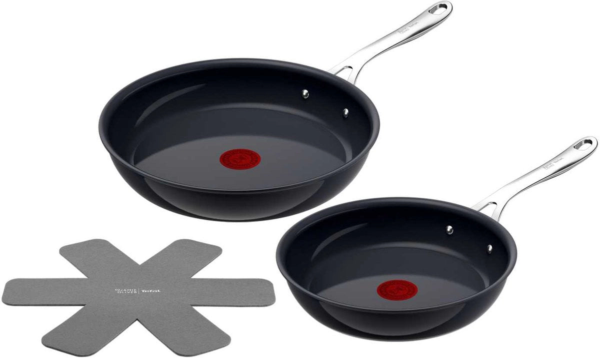 Tefal Jamie Oliver braadpannen set keramisch 24 + 28 cm - set van 2 - incl. panbeschermer