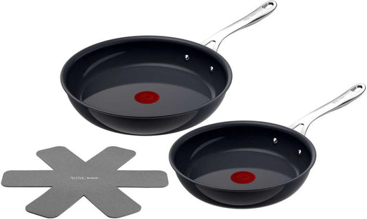 Tefal Jamie Oliver braadpannen set keramisch 24 + 28 cm - set van 2 - incl. panbeschermer