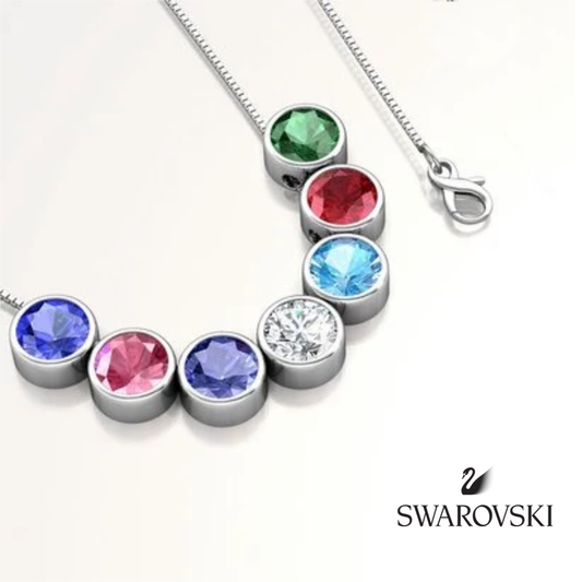 Yolora halsketting met Swarovski kristal + 6 kleurkristallen