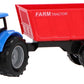 Jolly Vroom Tractor Bl/Rd/Gr met bakwagen