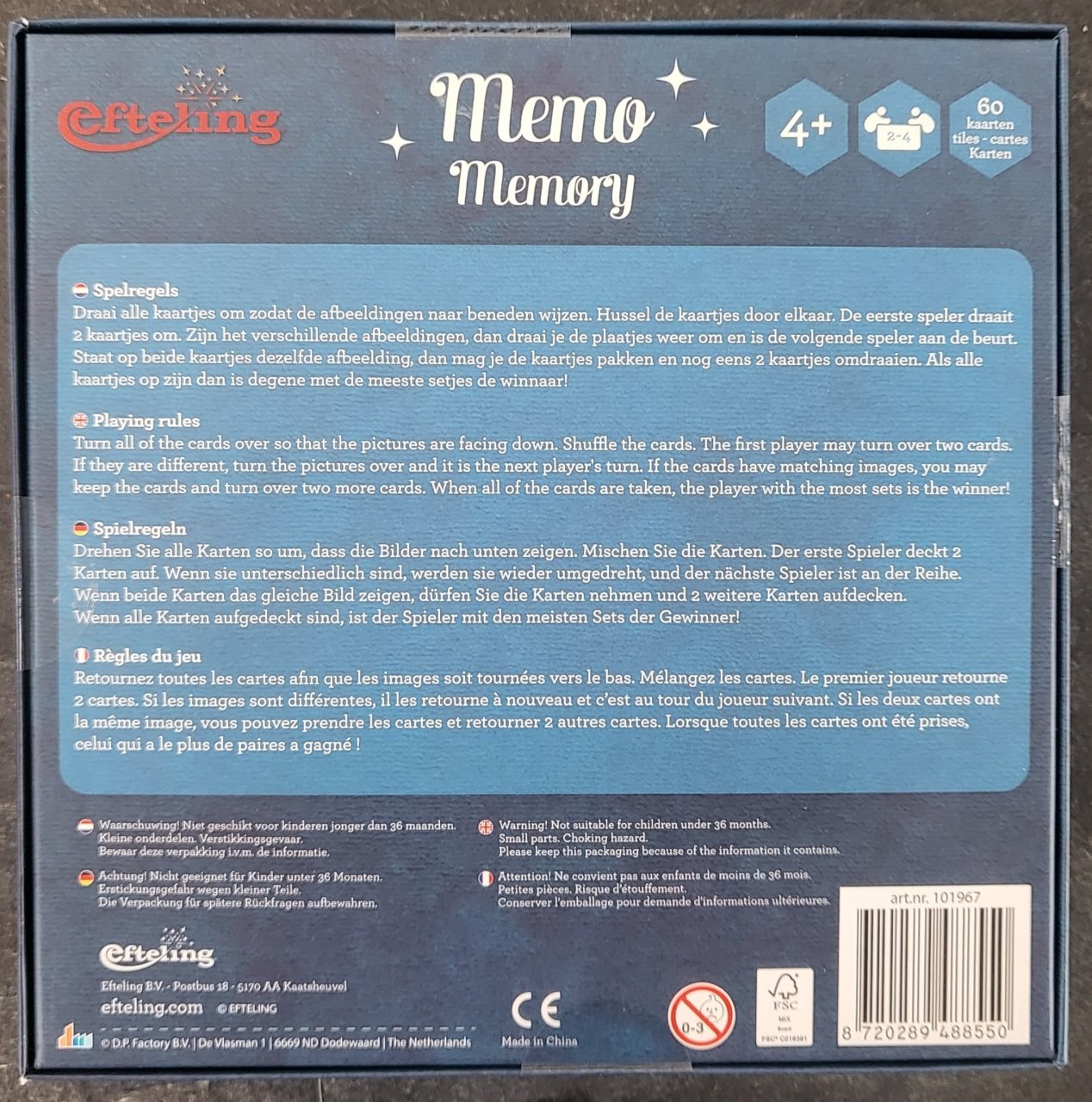 De Efteling Memory - 60 Kaartjes