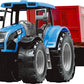 Jolly Vroom Tractor Bl/Rd/Gr met bakwagen