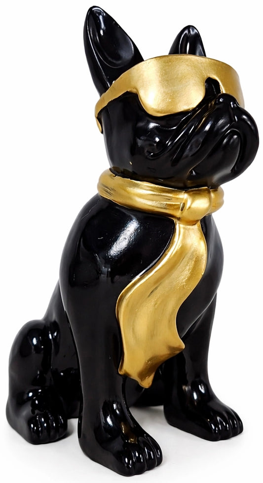 Zwart-Gouden Hond met Zonnebril – 40 cm