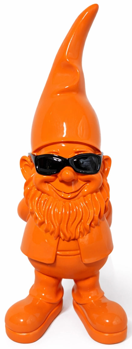 Kabouter oranje met zonnebril - 28 cm