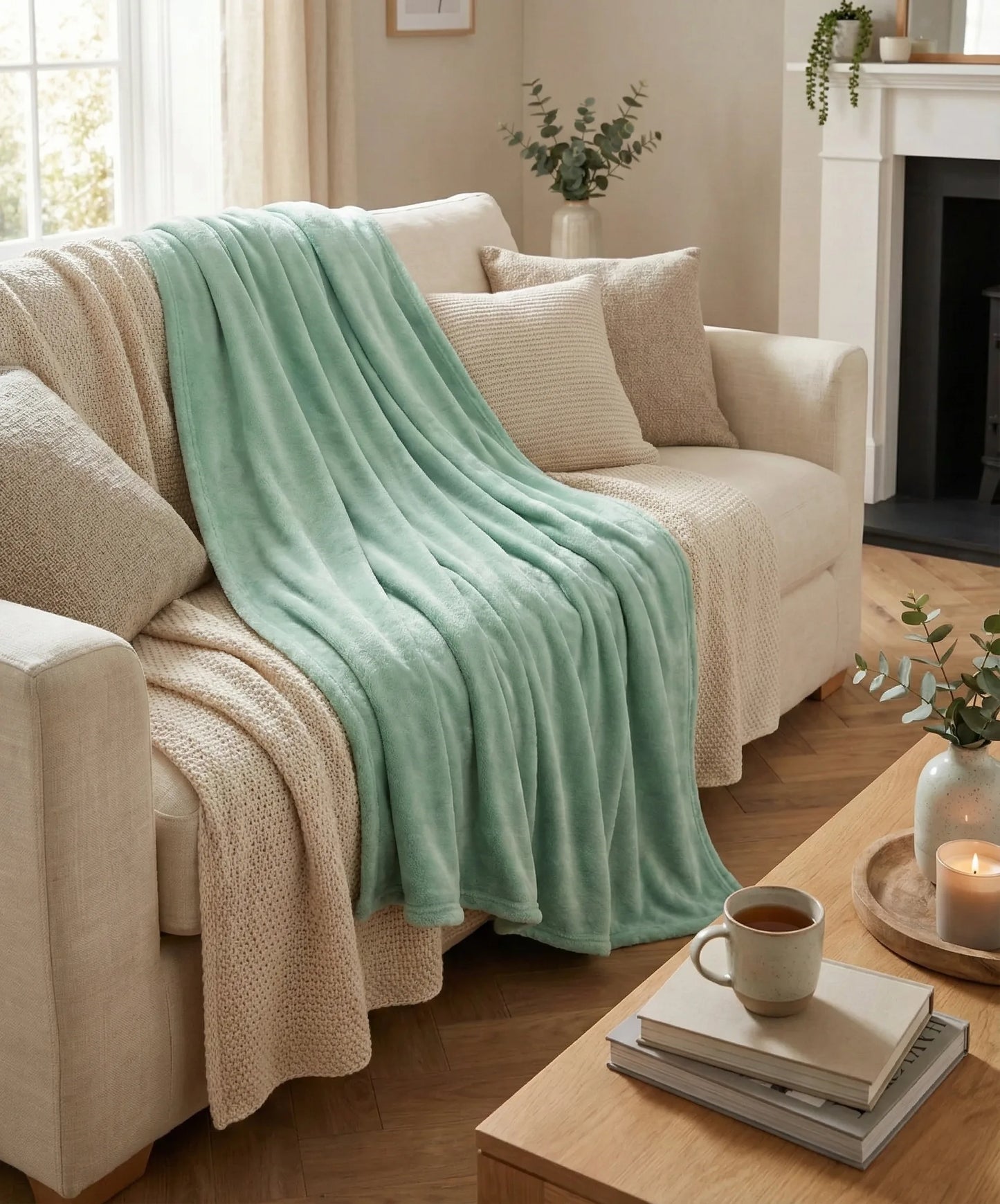 EcoLiving Plaid Baily Surf Blue - 130x180 cm