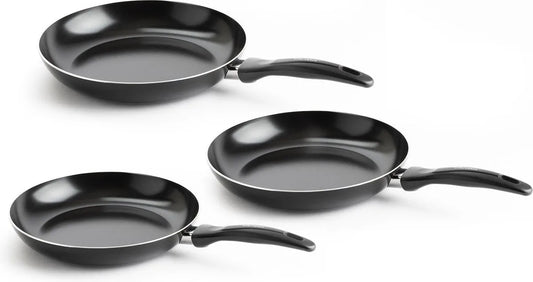 VitaVerde Expert koekenpannenset Ø20 + Ø24 + Ø28 cm – zwart – inductie – PFAS-vrij